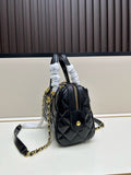 Bowling Bag Shiny Aged Calfskin & Gold-Tone Metal Black AS5242