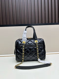 Bowling Bag Shiny Aged Calfskin & Gold-Tone Metal Black AS5242