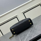 Quilted Coco Mark Mini Boston/Bowling Bag Black Grained Calfskin A20996