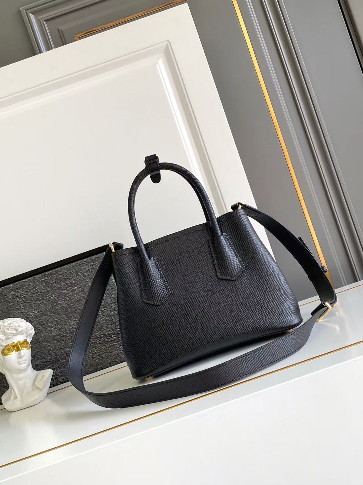 Double small Saffiano leather bag