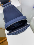 Dark blue leather men's chest bag
