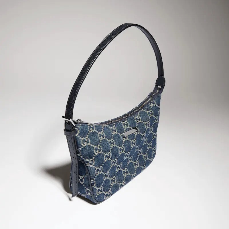 2026 Small Underarm Bag/Shoulder Bag (Dark Blue GG Denim) 874743 FAF8V 4042