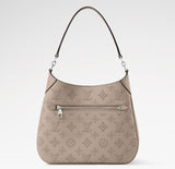 All Around PM Tote Bag with Openwork Monogram Pattern, Pebble Gray Mahina Calfskin |M27336