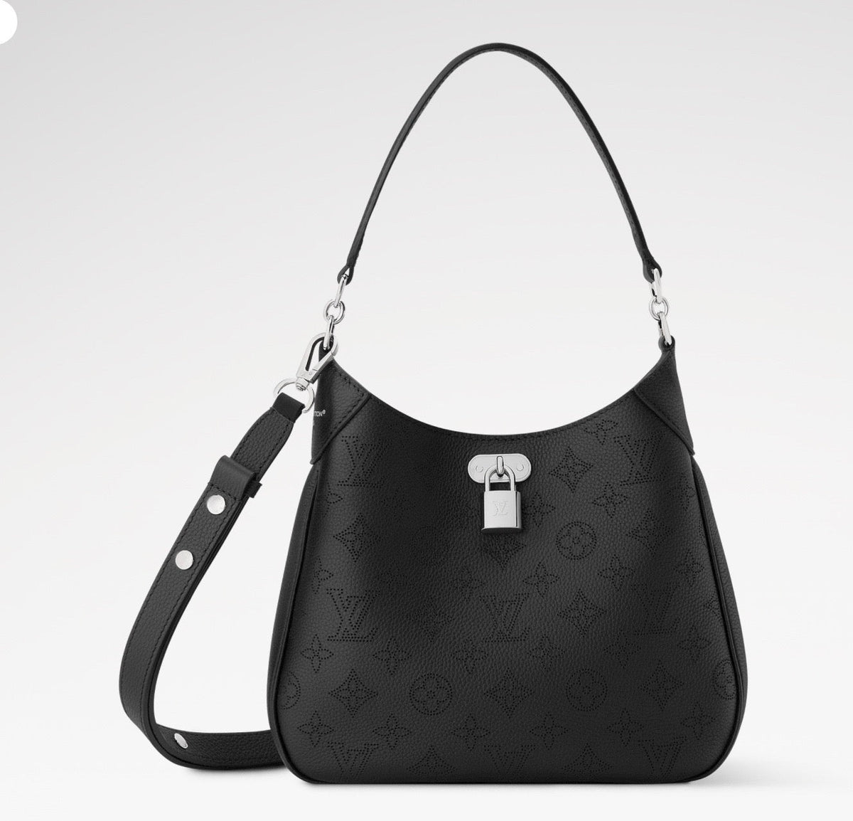 All Around PM Tote Bag with Openwork Monogram Pattern, Pebble Gray Mahina Calfskin |M28306