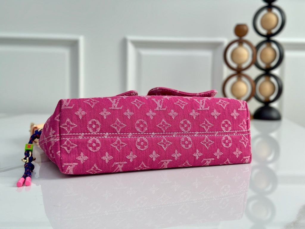 2026 Baggy PM Handbag in Pink Monogram Jacquard Denim M28266