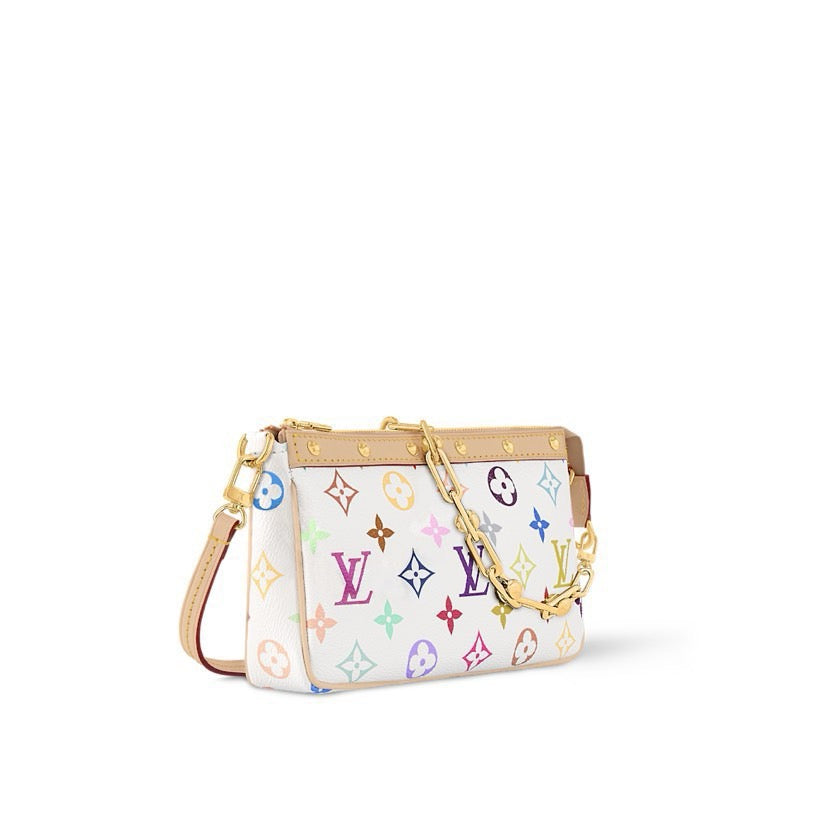 2026 Pochette Accessoires Clutch Bag Monogram Multicolore White Canvas M13404