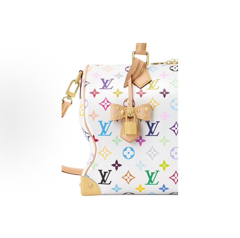 2026 Speedy Soft 30 Handbag in Monogram Multicolore White Canvas M27789