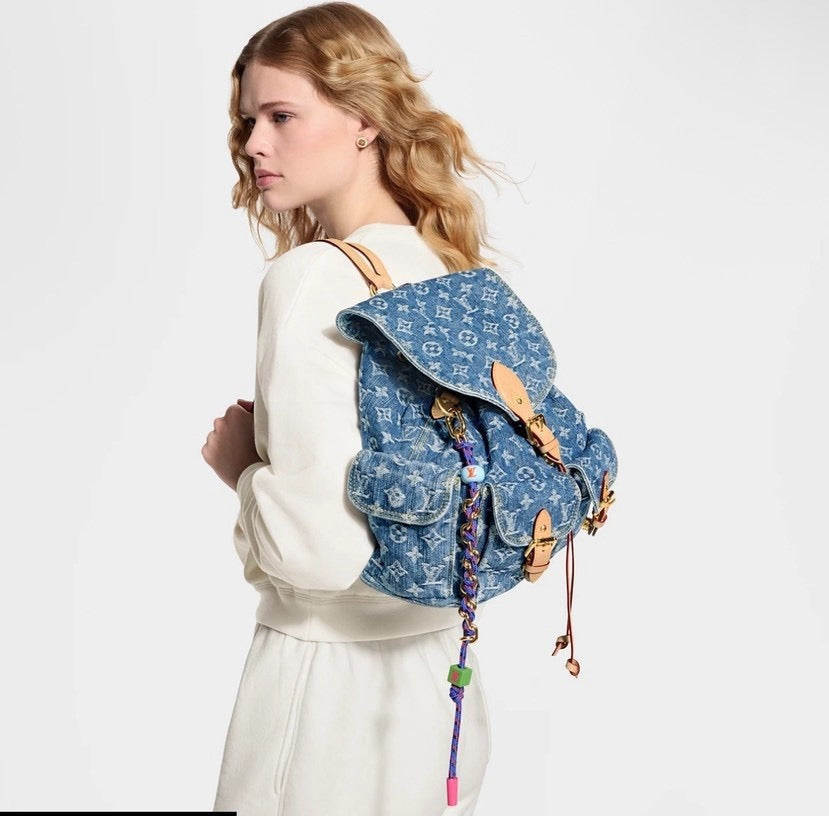 2026 Montsouris Cargo Backpack in Blue Cotton Denim M27330