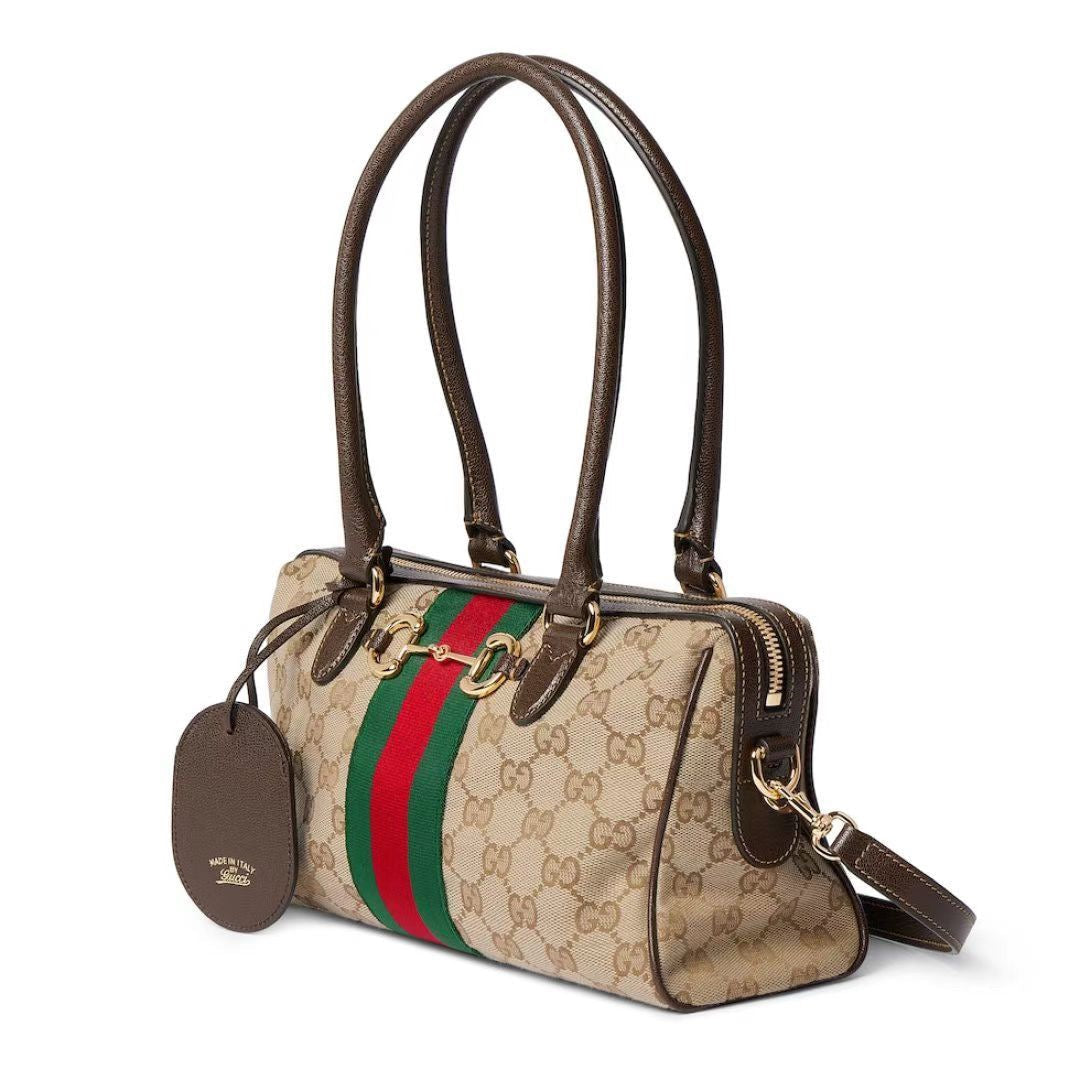 2026 Borsetto Series Brown Medium Boston Bag 866732 FAFV9 9653