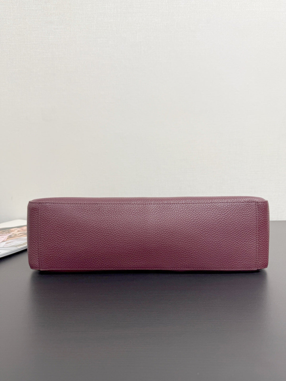 2026 Maxi Flapbag Large Flap Bag in Dark Burgundy Grained Calfskin AS6233-B24008-U8393