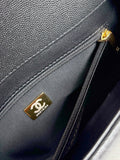 2026 Preppy Coco Small Flap Bag in Black Shiny Grained Calfskin AS6130 B23483 94305