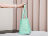 2026 Small Shopping Bag in Mint Green Crocodile-Embossed Calfskin AS6243 B24144 U8385