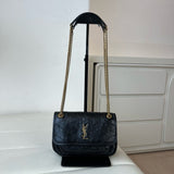 2026 Niki Mini Chain Bag in Black Vintage Waxed Leather 8460870EN071000