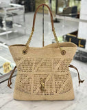 2026 Jamie Beige Raffia Woven Tote Bag 838876GAAFY2791
