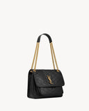 2026 Niki Small Chain Shoulder Bag in Black Vintage Leather 6331850EN071000