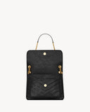 2026 Niki Small Chain Shoulder Bag in Black Vintage Leather 6331850EN071000