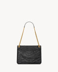 2026 Niki Small Chain Shoulder Bag in Black Vintage Leather 6331850EN071000