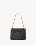 2026 Niki Small Chain Shoulder Bag in Black Vintage Leather 6331850EN071000