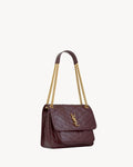 2026 Niki Medium Burgundy Vintage Leather Shoulder Bag 6331840EN076195