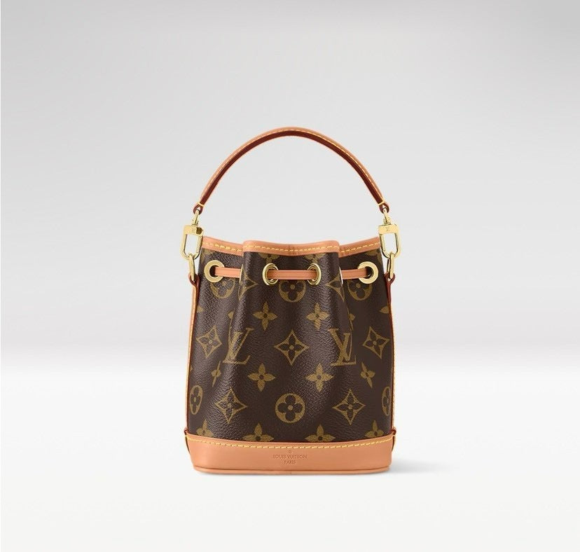 2026 Brown Monogram-Coated Canvas Nano Noé Mini Bucket Bag M81266