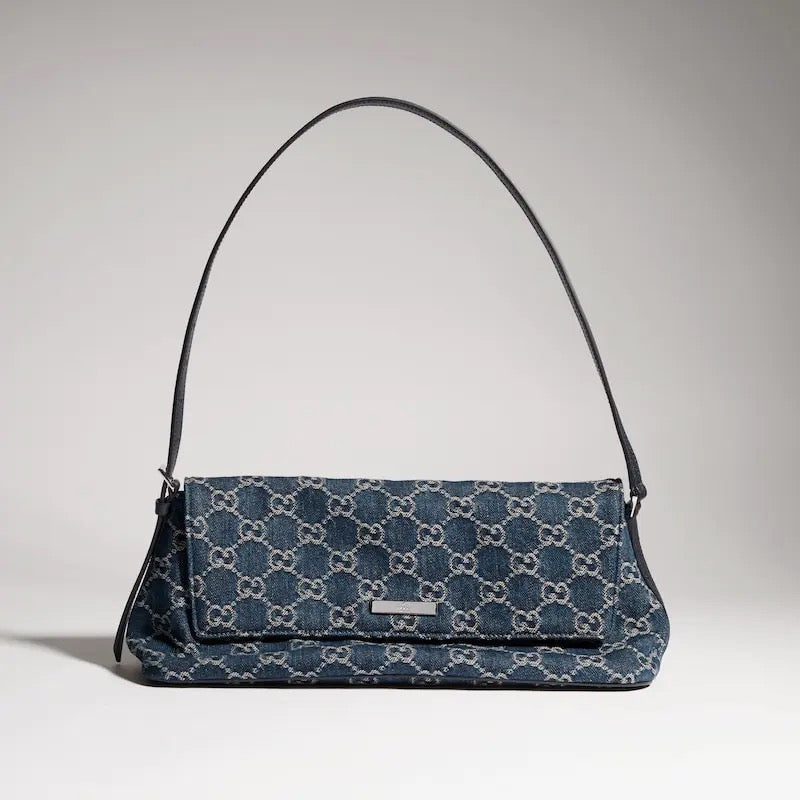 2026 Medium Shoulder Bag, Blue GG Washed Denim 874744 FAF8V 4042
